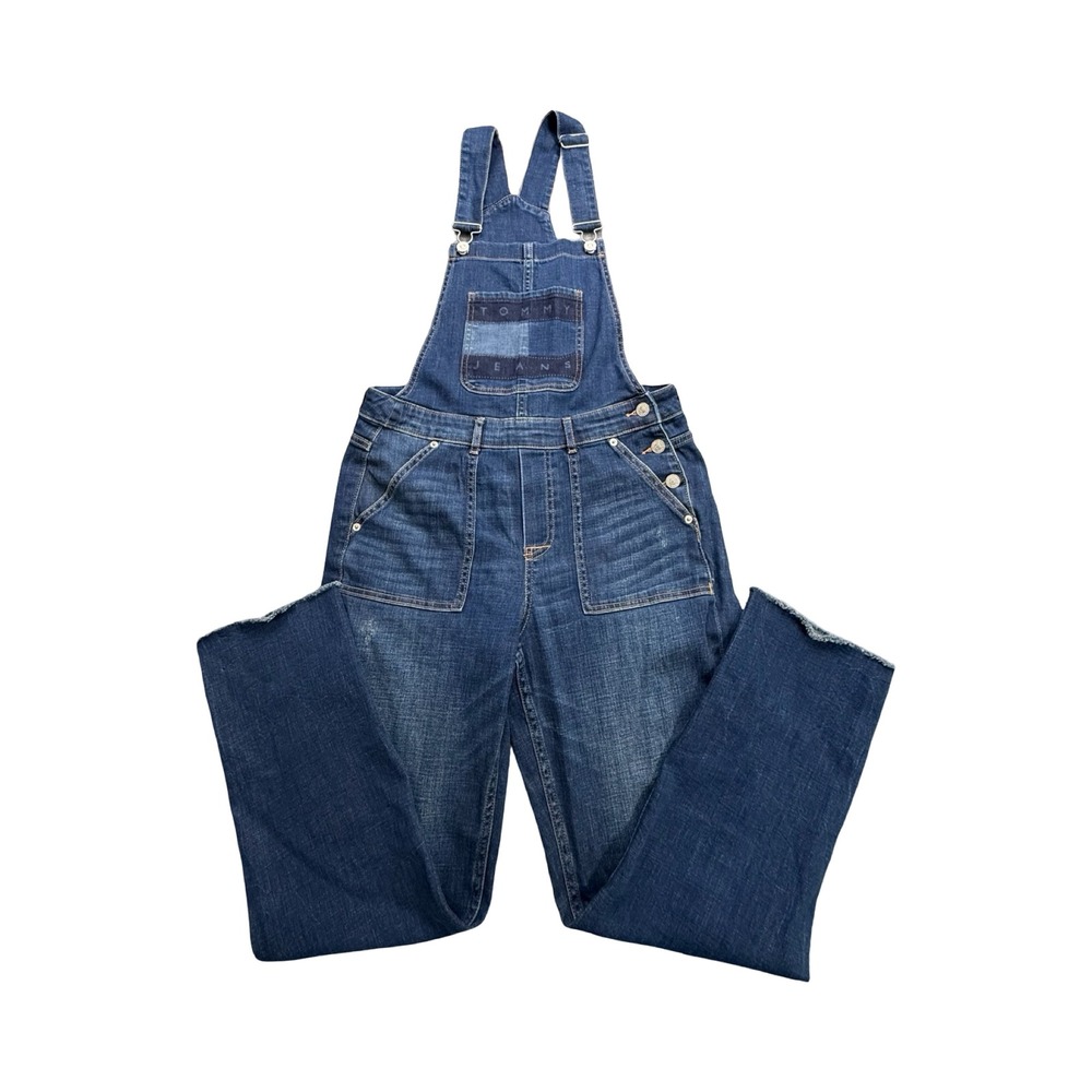 Tommy Jeans Overalls Womens 6/W28 Blue Denim Raw Hem Cotton Blend Western